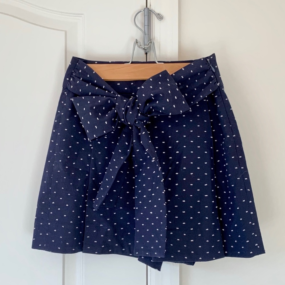 NWT J. Crew Tie Waist Short in Navy Clip Dot